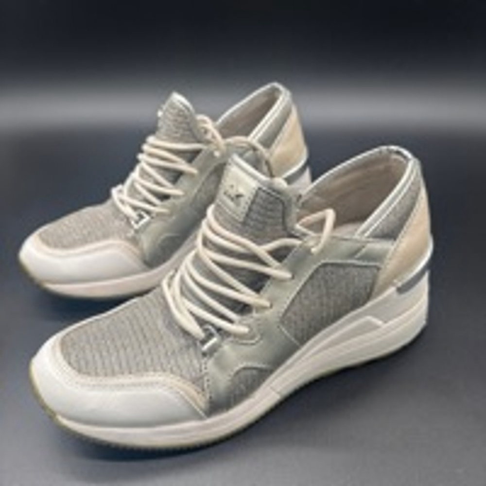 MICHAEL KORS Liv Trainer Glitter Chain Khaki Sneakers Size 6.5